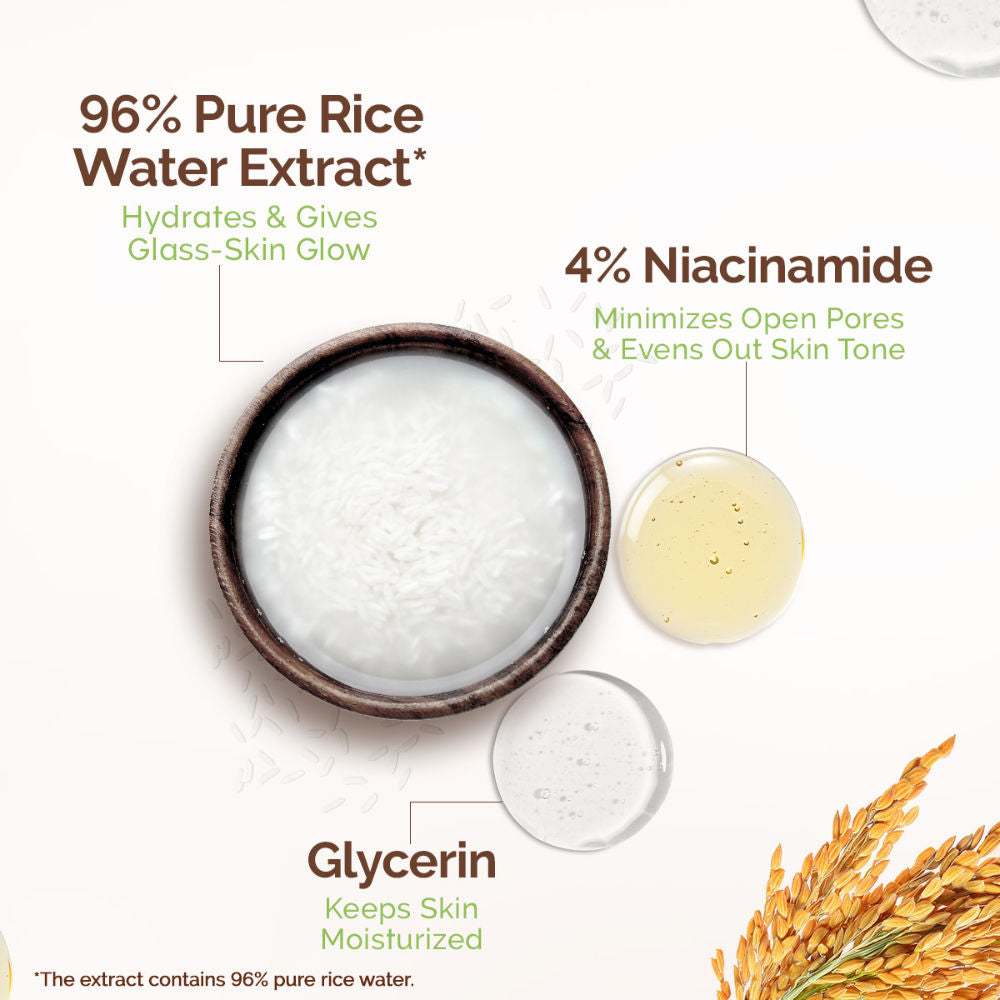 Rice Water Dewy Face Toner with 4% Niacinamide for Glass Skin and All Skin Types