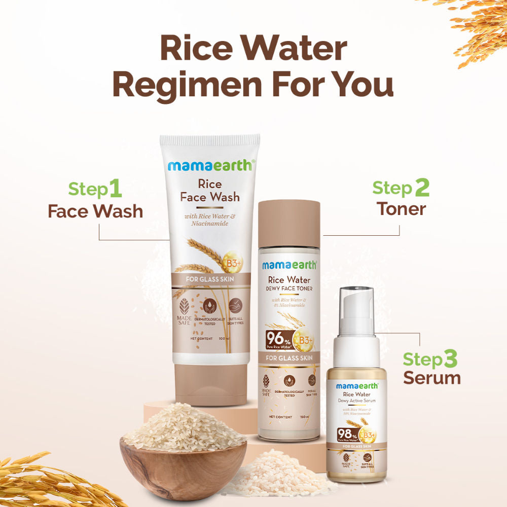 Rice Water Dewy Face Toner with 4% Niacinamide for Glass Skin and All Skin Types