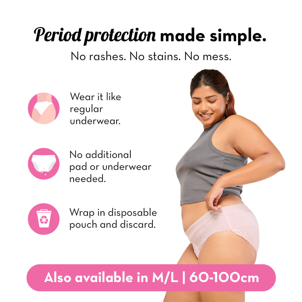 100% Leakproof High Waist Disposable Period Panty L-XL 12 Hour Protection