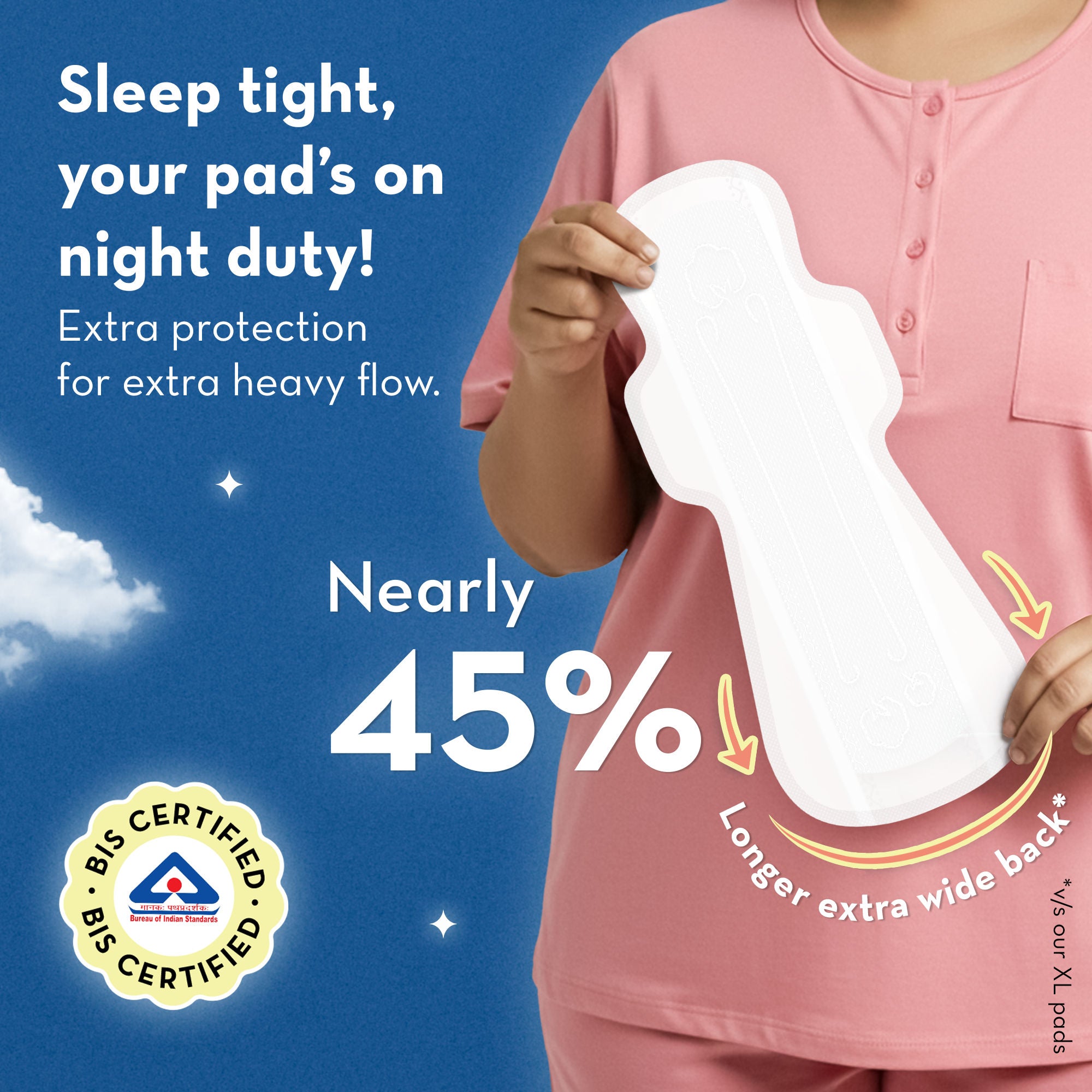 100% US Cotton 2XXXL 410mm Heavy Flow Overnight Leakproof Sanitary Pads