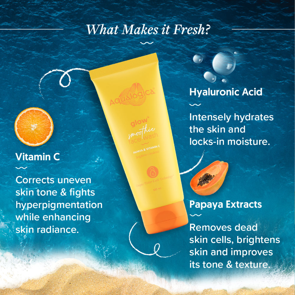 Glow+ Smoothie Face Wash with Papaya & Vitamin C , Hydrates & Gently Cleanses