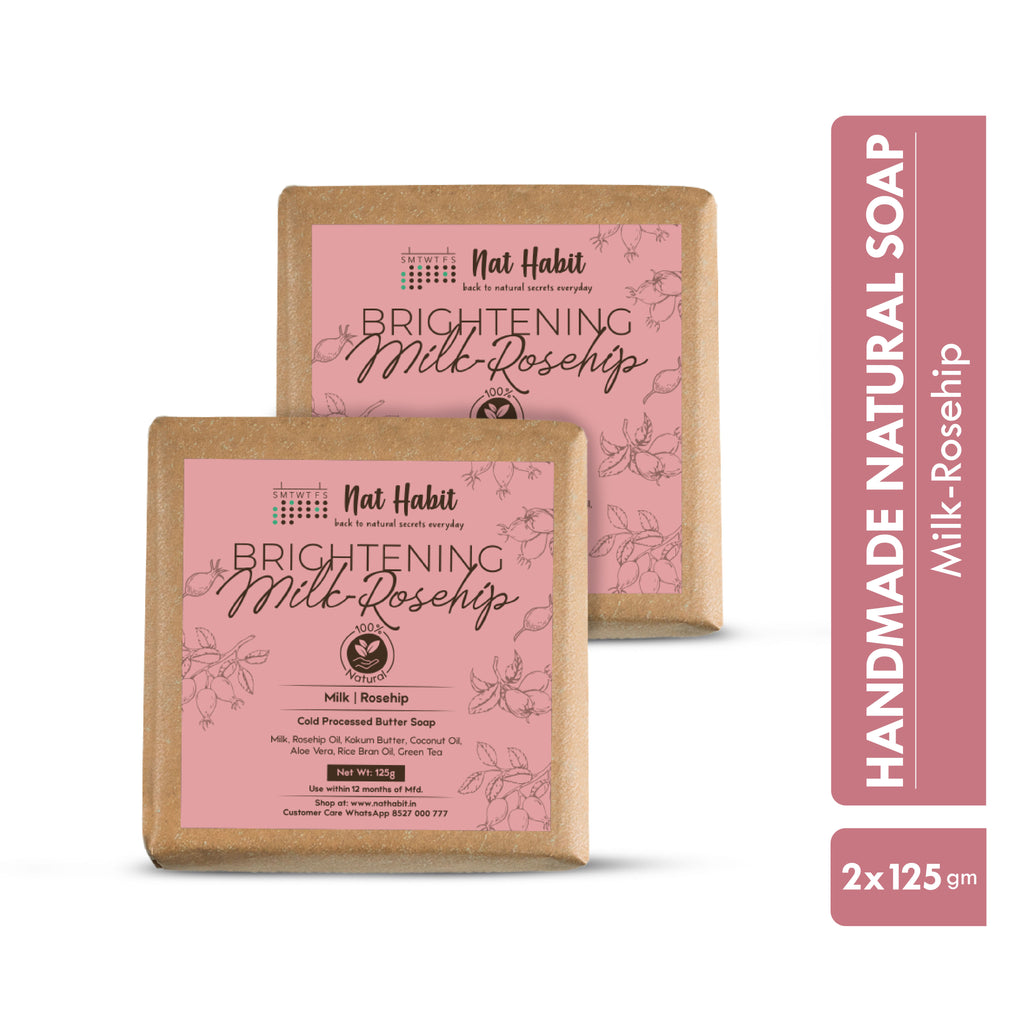 Cold Process Milk Rosehip Butter Bath Soap - Vit C For Skin Cleansing, Whitening &Handmade