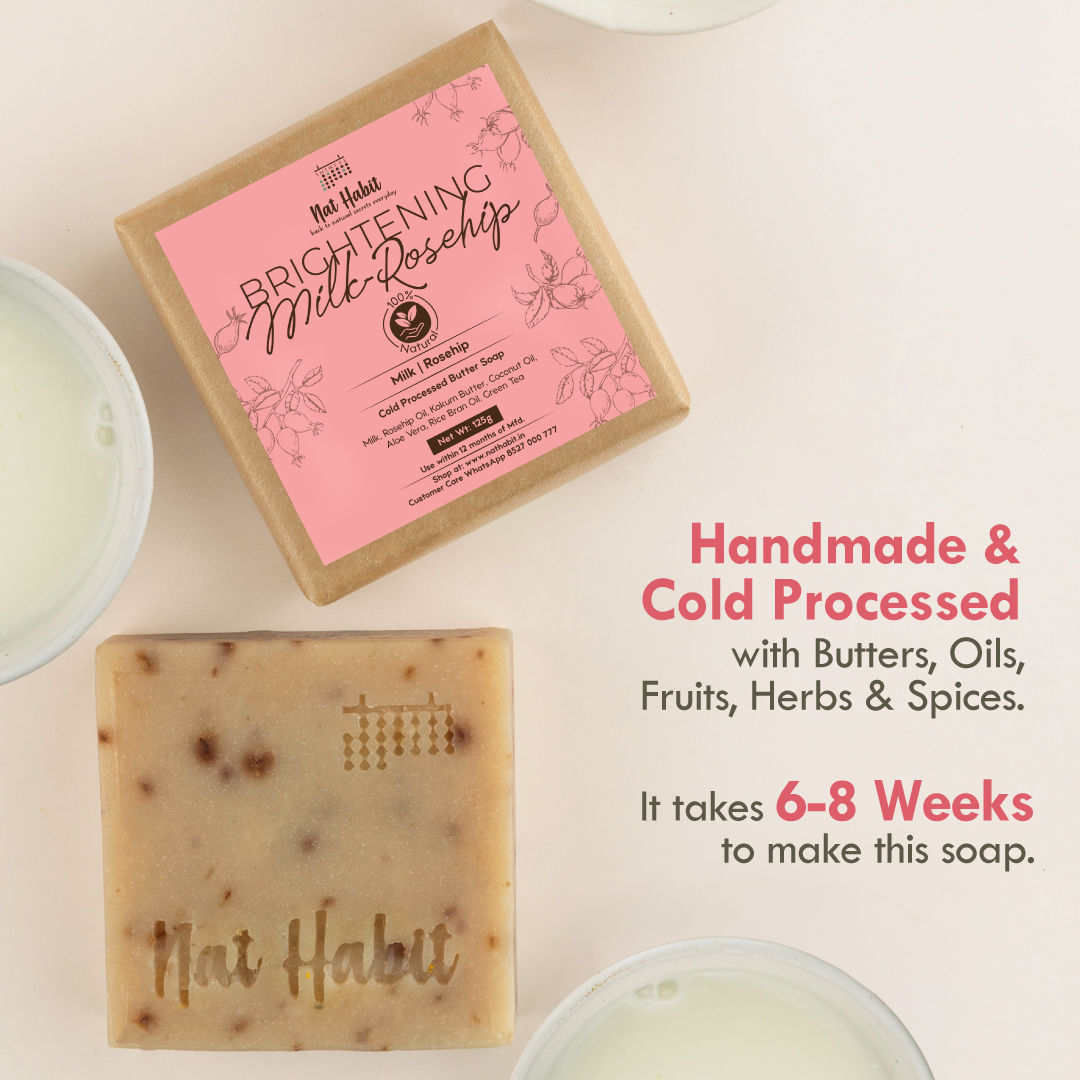 Cold Process Milk Rosehip Butter Bath Soap - Vit C For Skin Cleansing, Whitening &Handmade