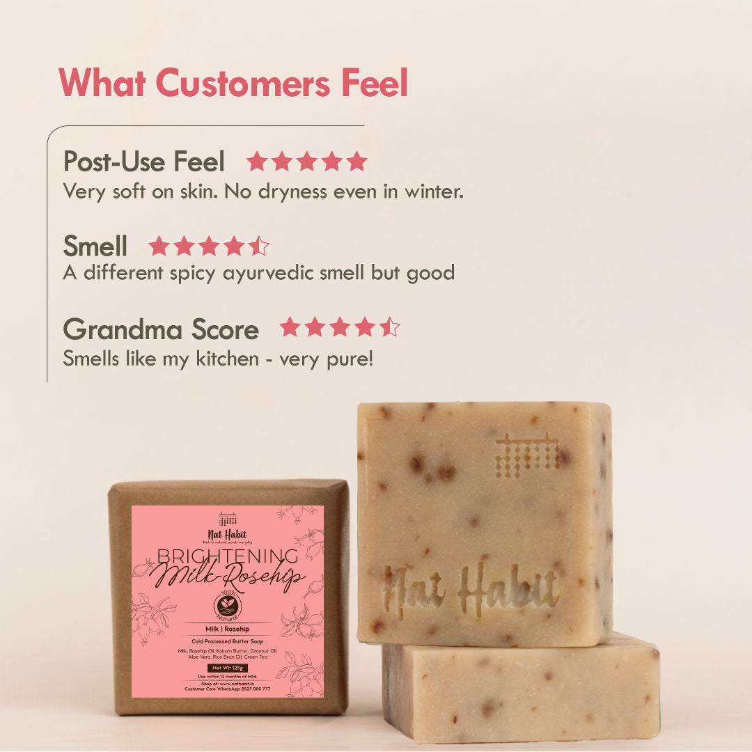 Cold Process Milk Rosehip Butter Bath Soap - Vit C For Skin Cleansing, Whitening &Handmade