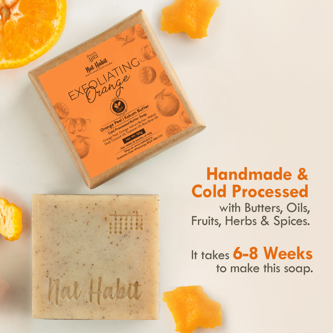 Cold Process Vitamin C Orange Handmade Butter Soap for Exfoliation, Whitening & Dark Spots