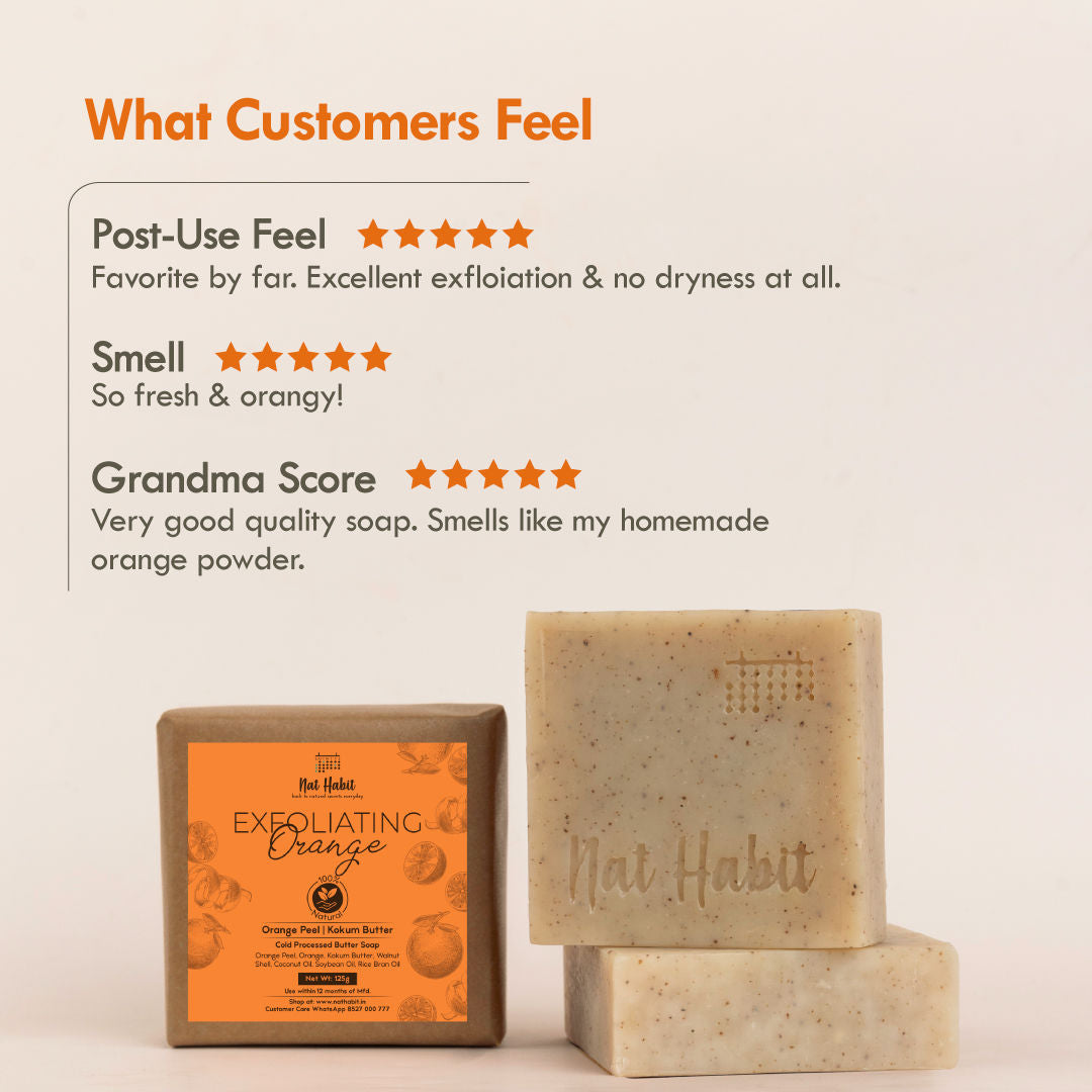 Cold Process Vitamin C Orange Handmade Butter Soap for Exfoliation, Whitening & Dark Spots
