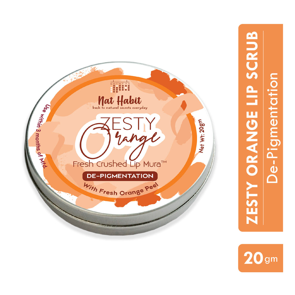 Zesty Orange Lip Scrub for dark lips, Lightening Lip Mask for Pigmentation, Discoloration
