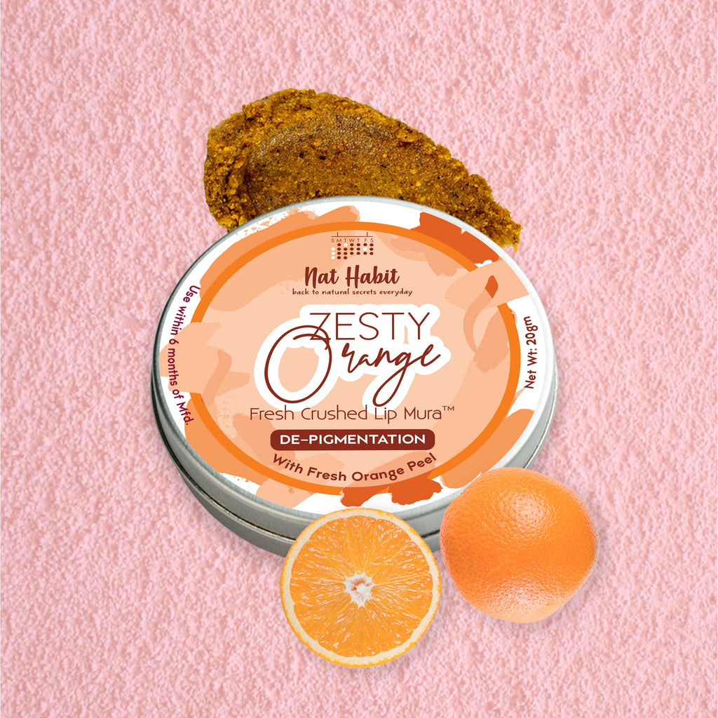 Zesty Orange Lip Scrub for dark lips, Lightening Lip Mask for Pigmentation, Discoloration