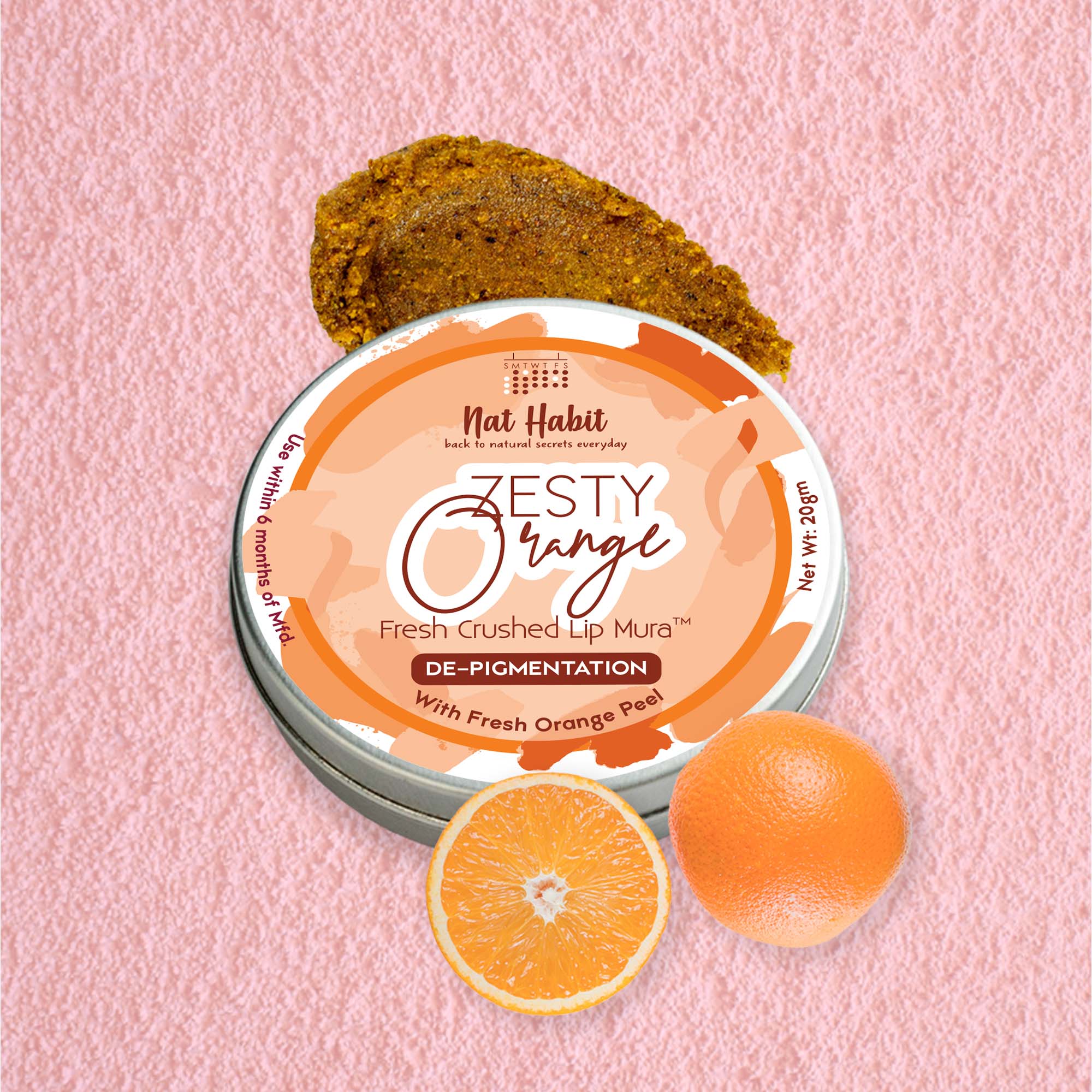 Zesty Orange Lip Scrub for dark lips, Lightening Lip Mask for Pigmentation, Discoloration