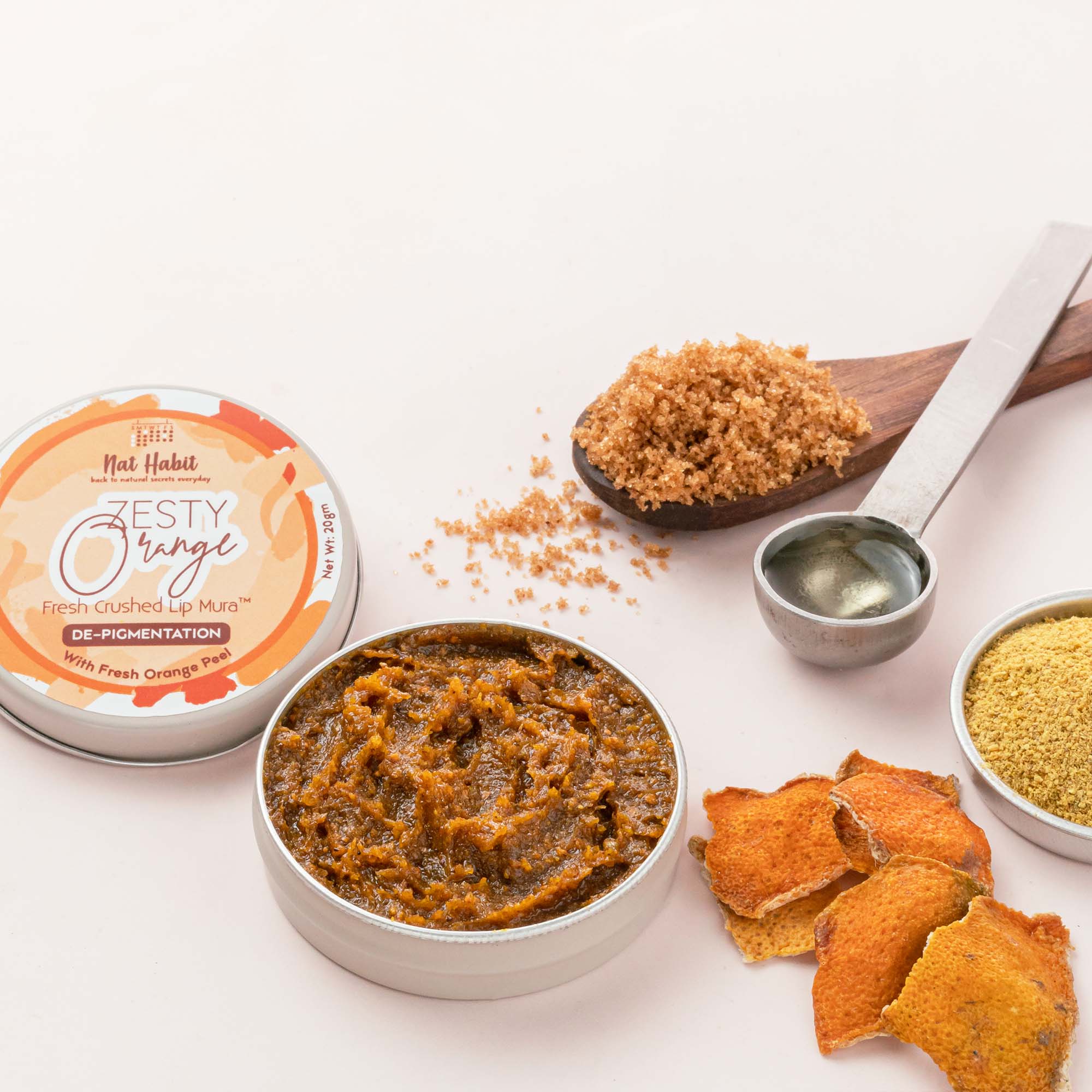 Zesty Orange Lip Scrub for dark lips, Lightening Lip Mask for Pigmentation, Discoloration