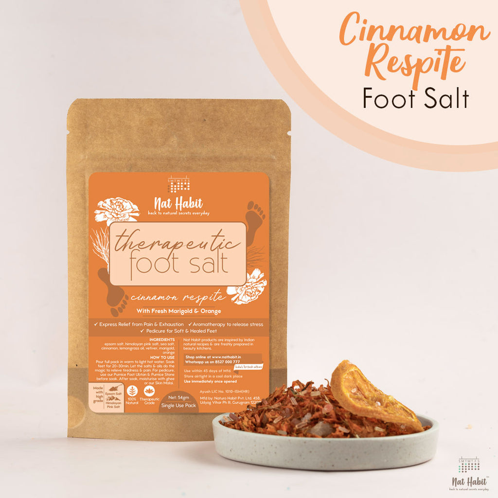 Cinnamon Therapeutic Foot Salt with Marigold & Orange, Foot Soak, Bath Salt, Pain Relief