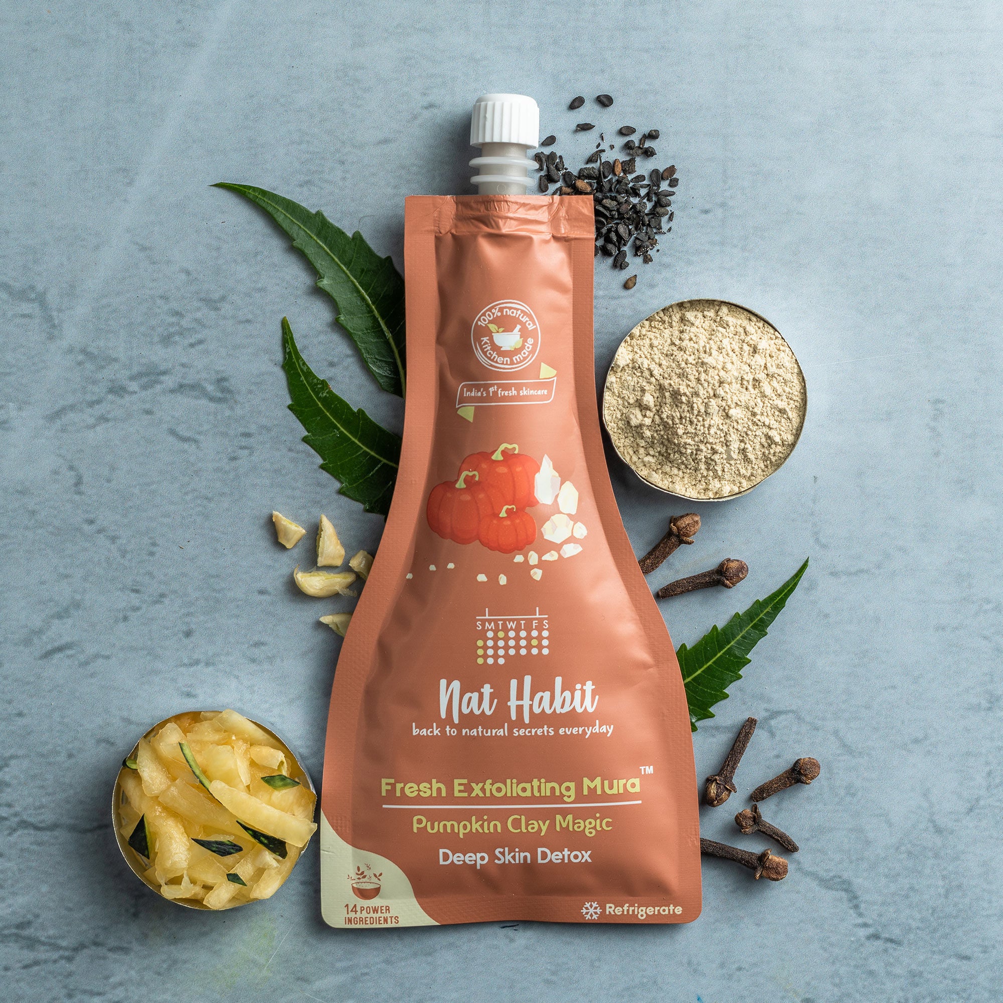 Pumpkin Clay Exfoliating Mura, Face Scrub for Deep Skin Detox with Natural Salicylic Acid