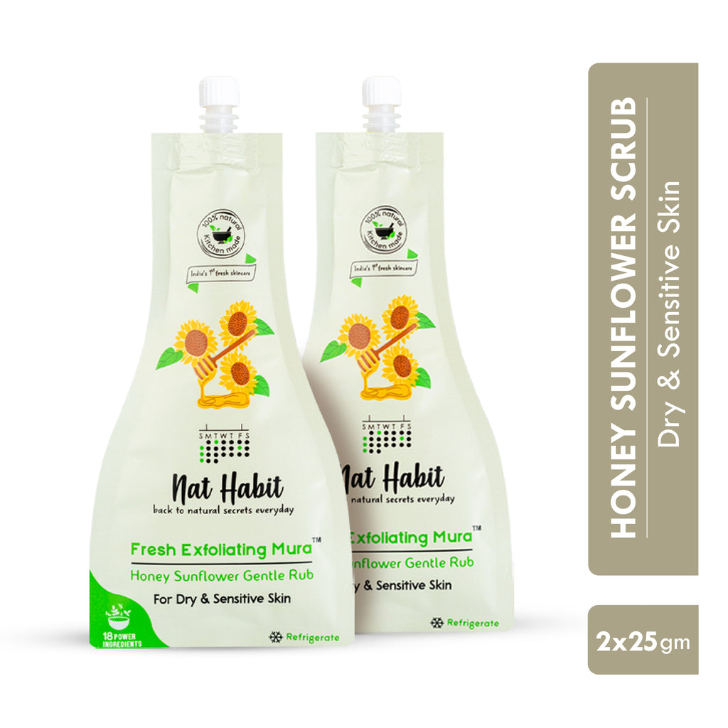 Honey Sunflower Exfoliating Mura, Face Scrub for Dry & Sensitive Skin, Ayurvedic Scrubber