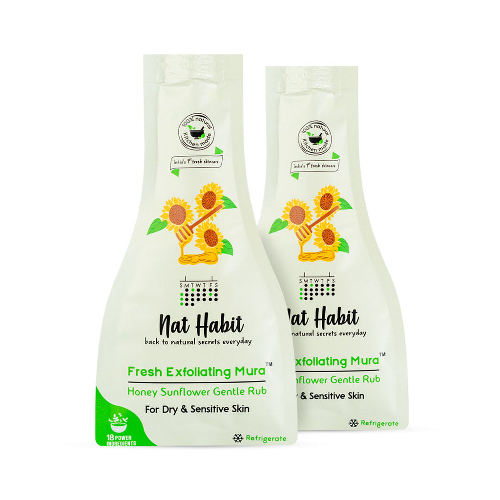 Honey Sunflower Exfoliating Mura, Face Scrub for Dry & Sensitive Skin, Ayurvedic Scrubber