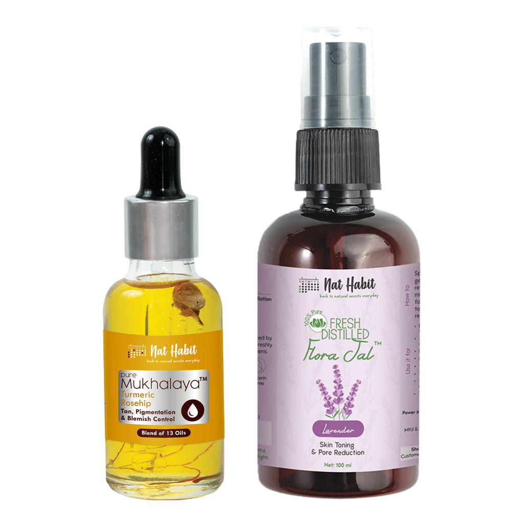 Pure Mukhalaya Turmeric Rosehip Facial Oil & Floral Jal Lavender Water Toner