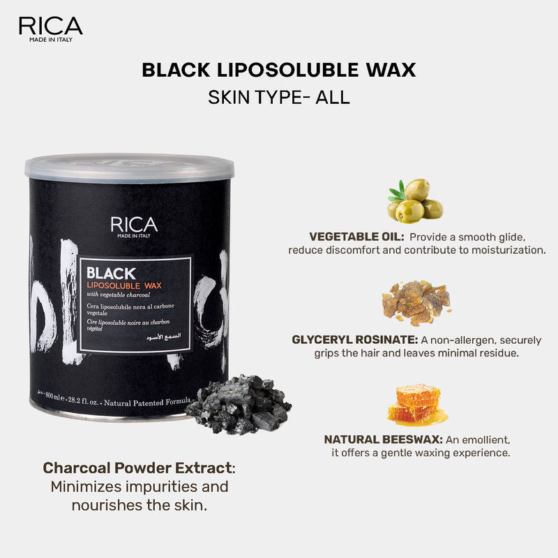 Black Liposoluble Wax For All Skin Type With Glyceryl Rosinate & Natural Beeswax