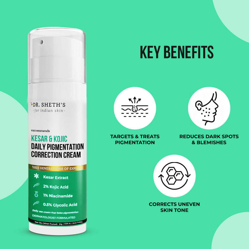 Kesar & 2% Kojic Acid Daily Pigmentation Correction Cream I Provides Even Skin Tone |30G