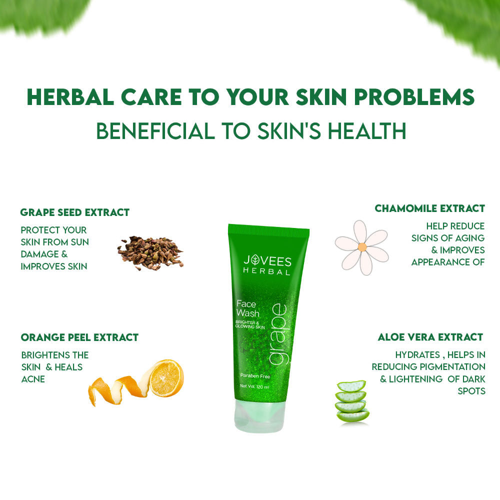 Herbal Grape Fairness Face Wash For Dull Skin Removes Dark Spots And Gives Healthy Looking Skin - 120 ml