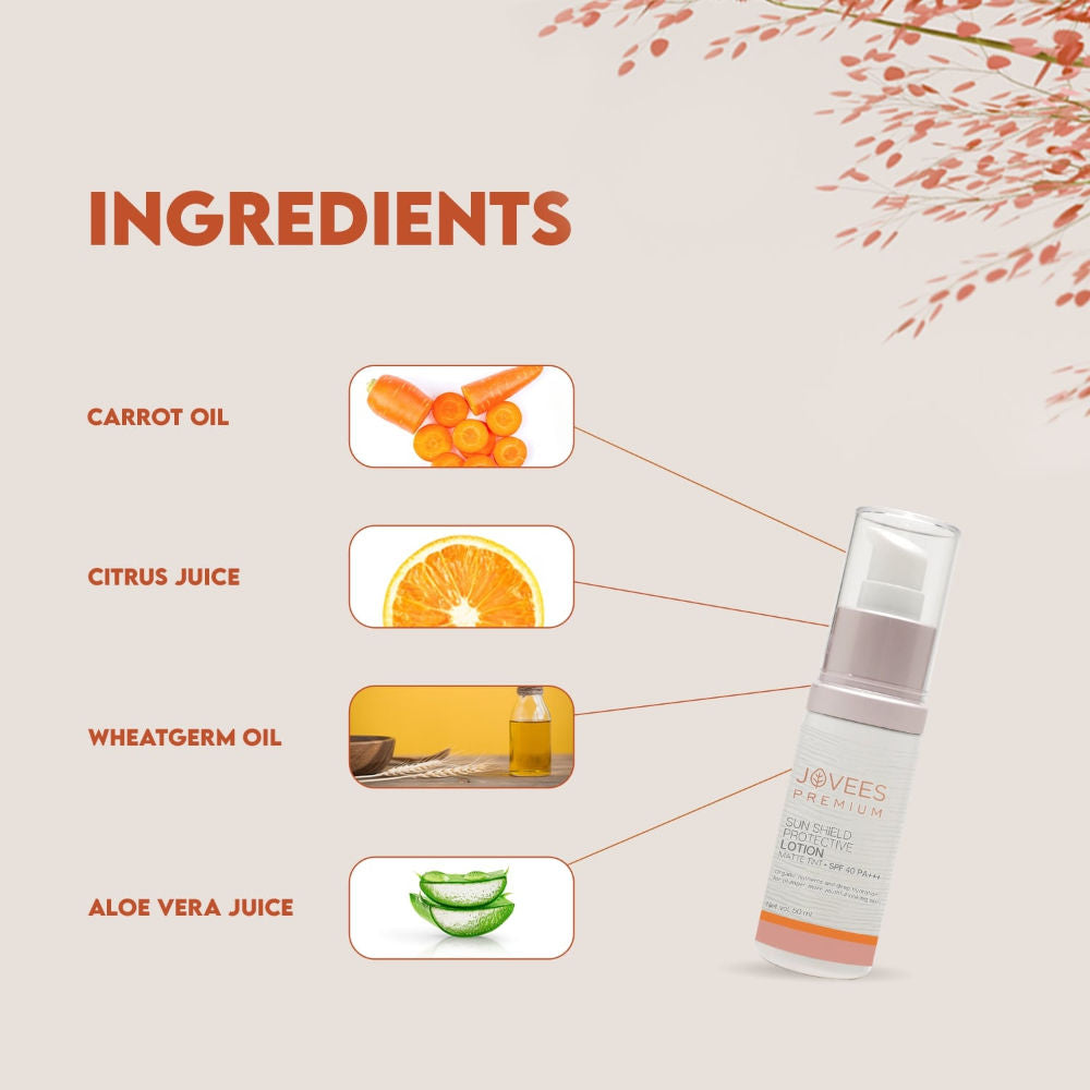 Premium Sun Shield Protective Lotion Spf 40 Matte Tint Lightweight And Oil Free