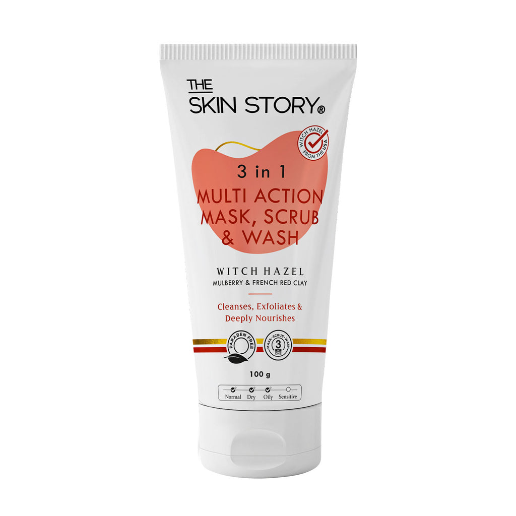 3 in 1 Multi Action Face Mask, Scrub & Wash For Deeply Cleansed, Healthy Looking Skin