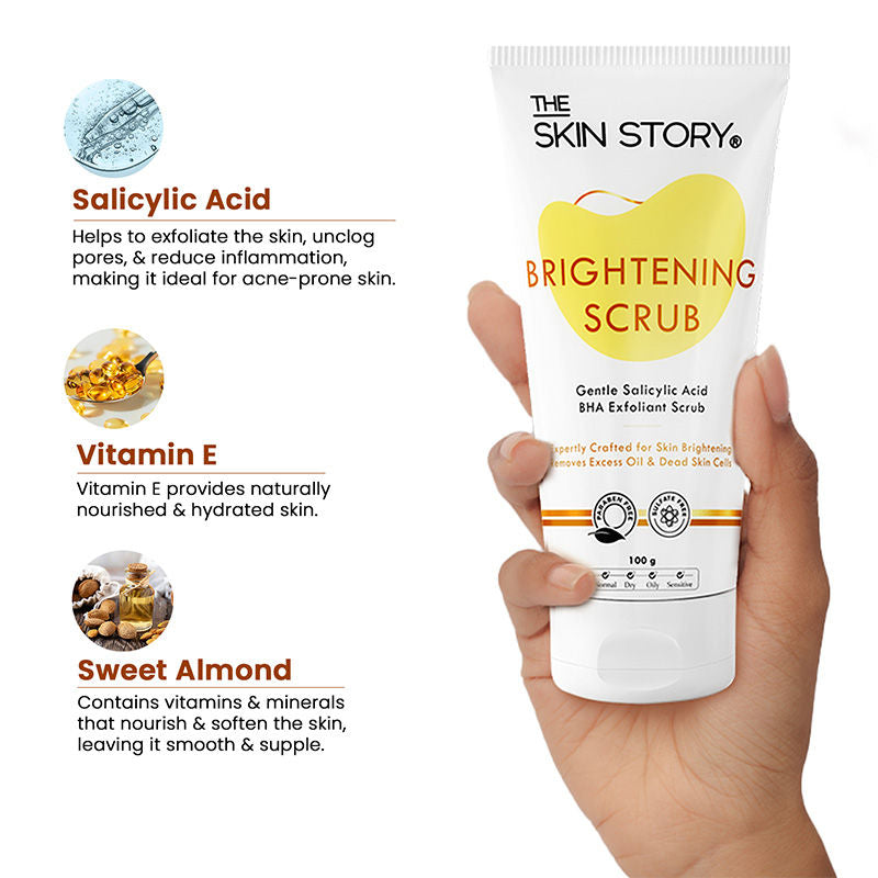 Salicylic Acid Brightening Face Scrub Removes Tan Excess Oil Blackheads & Whiteheads