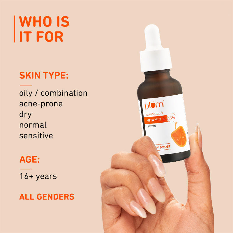 15% Vitamin C Glow Face Serum - Dermat Tested To Fight Dark Spots- Pigmentation & Dull Skin