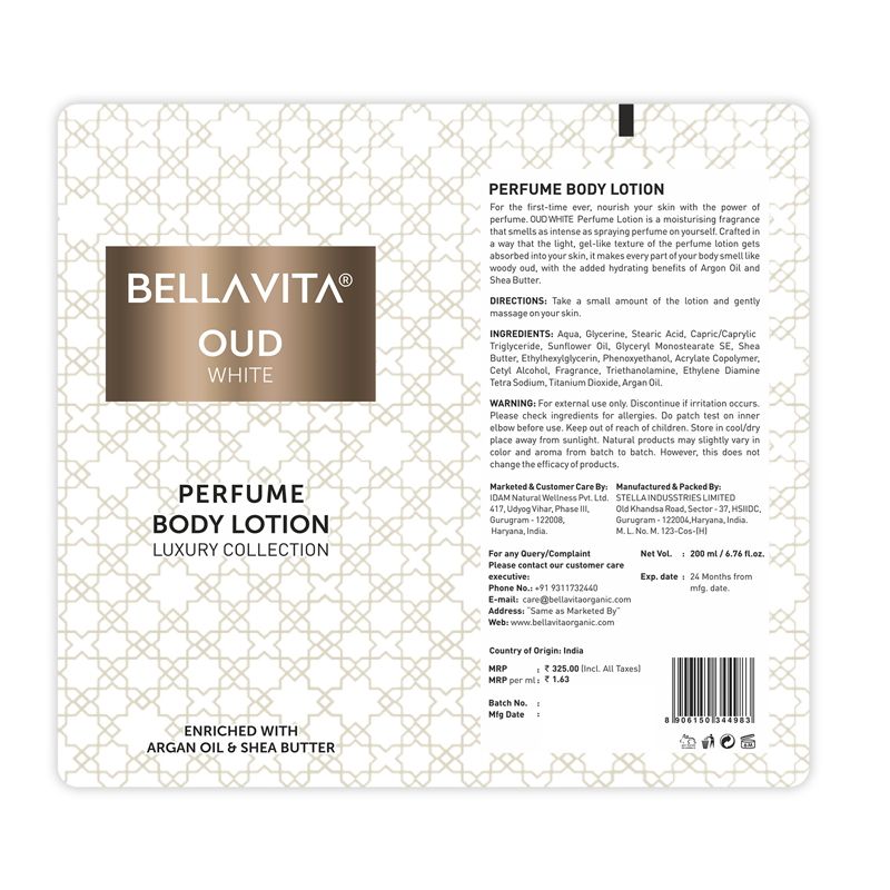 Bella Vita Oud White Perfume Body Lotion