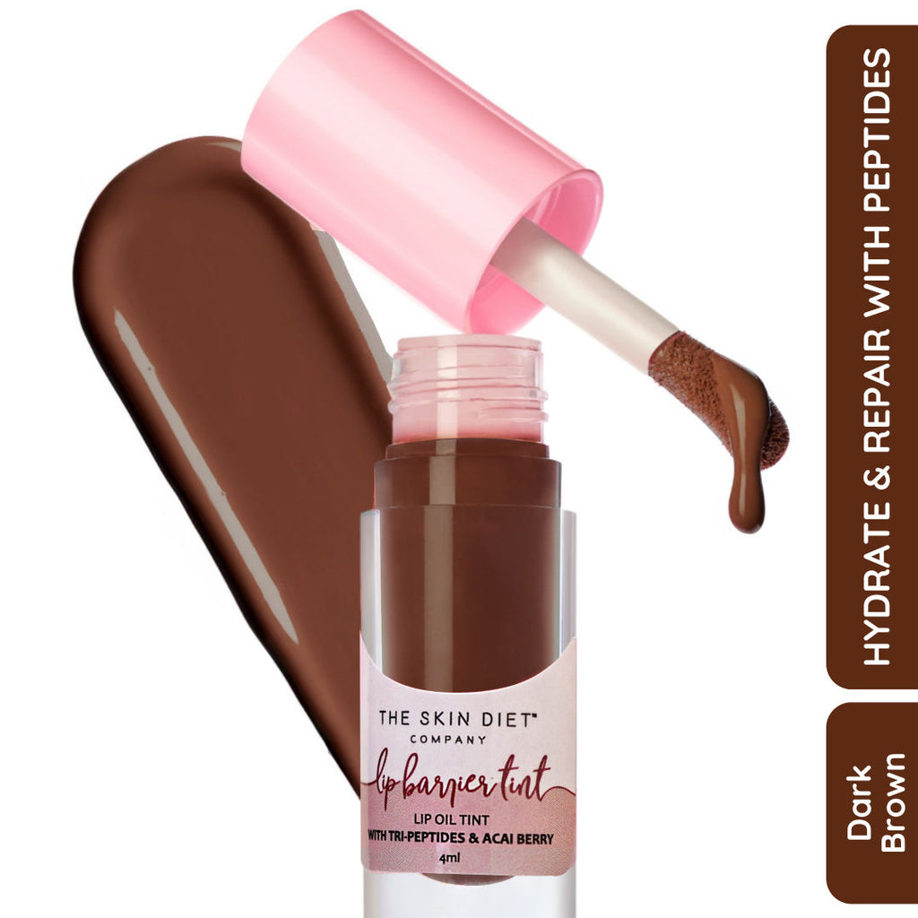 Lip Barrier Tint High Shine Gloss Oil For Dry & Pigmented Lips - Pink Affair - Deep Brew