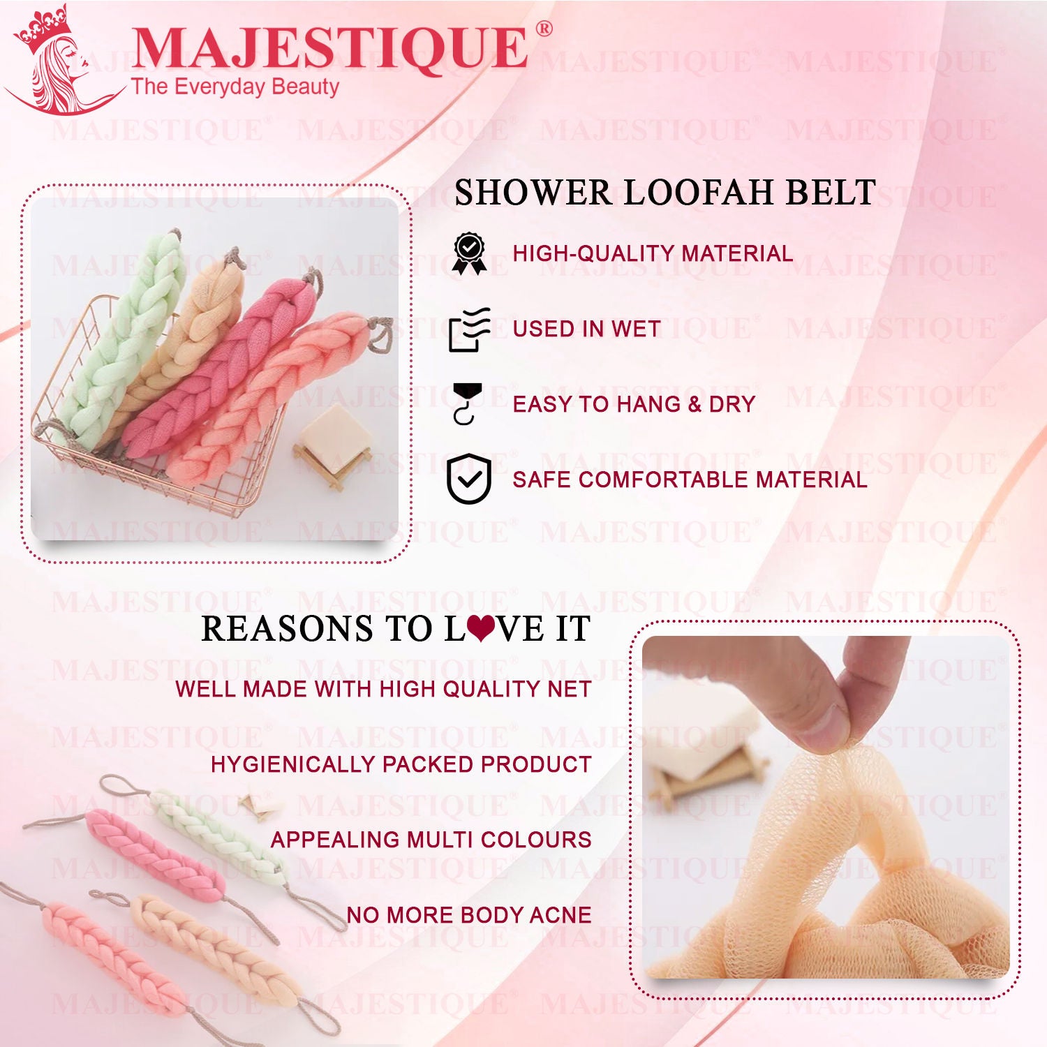 Mesh Bath Belt Shower Sponge (Color May Vary)