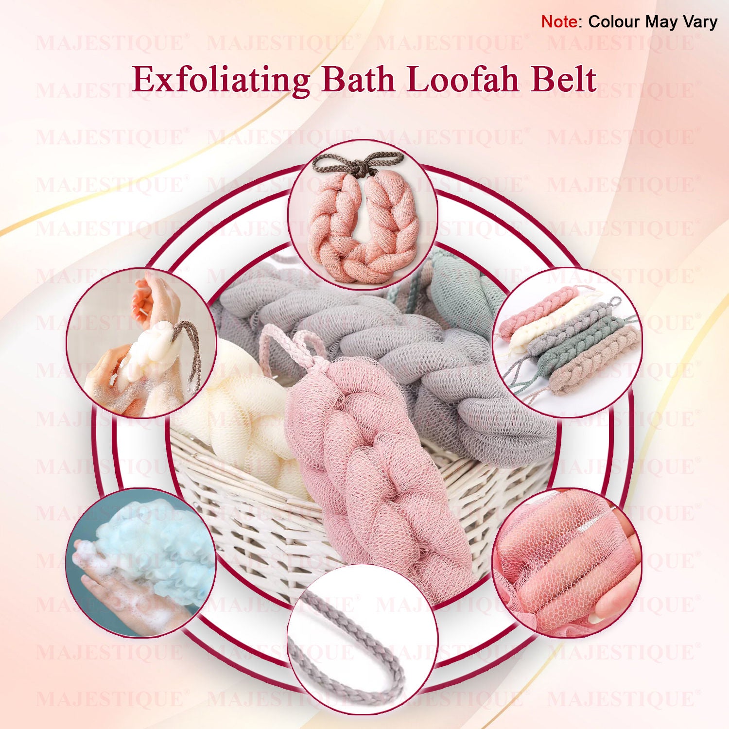 Mesh Bath Belt Shower Sponge (Color May Vary)