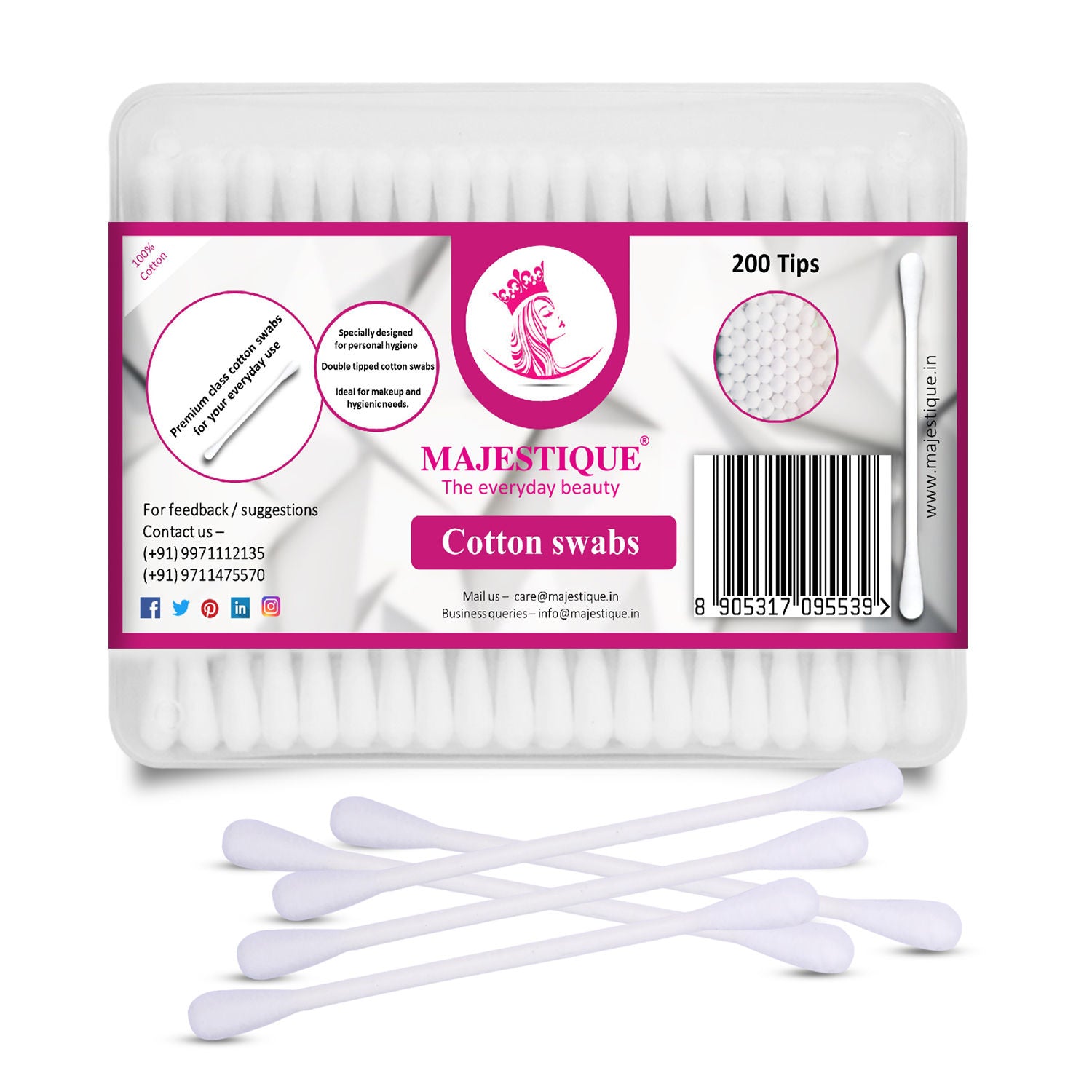 Cotton Swabs, 200 Tips
