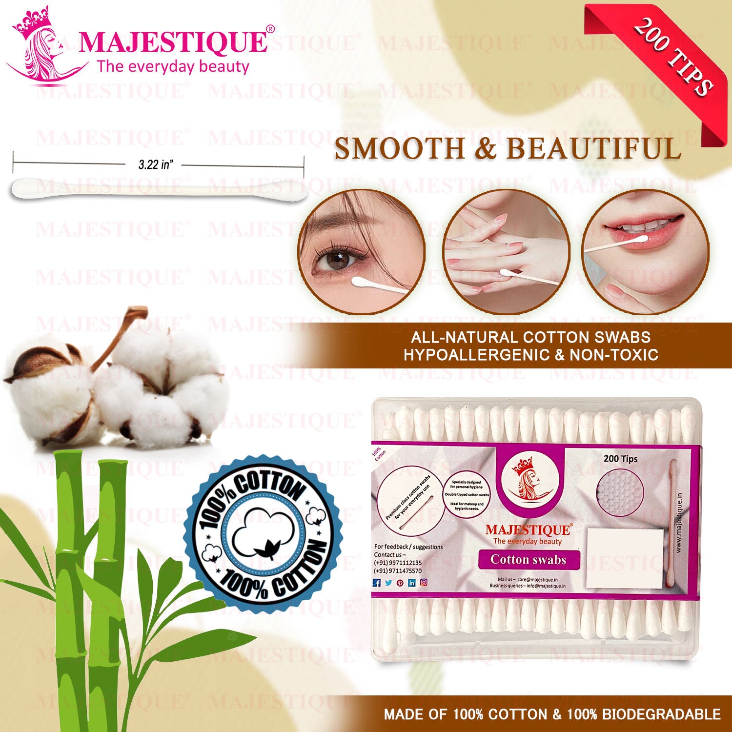 Cotton Swabs, 200 Tips