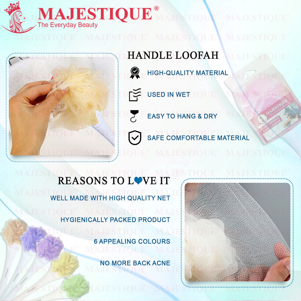 Long Handle Loofah (Colour May Vary)