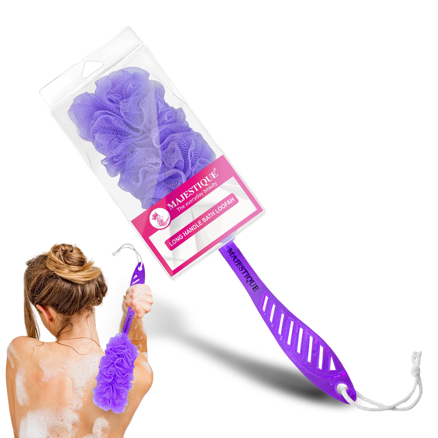 Long Handle Bath Loofah (Colour May Vary)