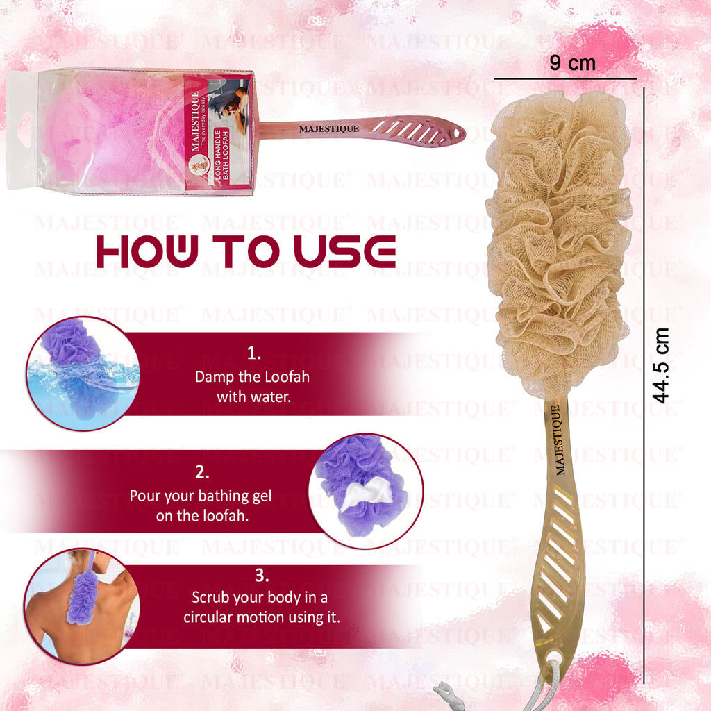 Long Handle Bath Loofah (Colour May Vary)