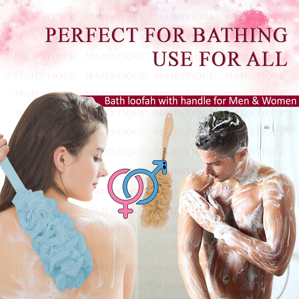Long Handle Bath Loofah (Colour May Vary)