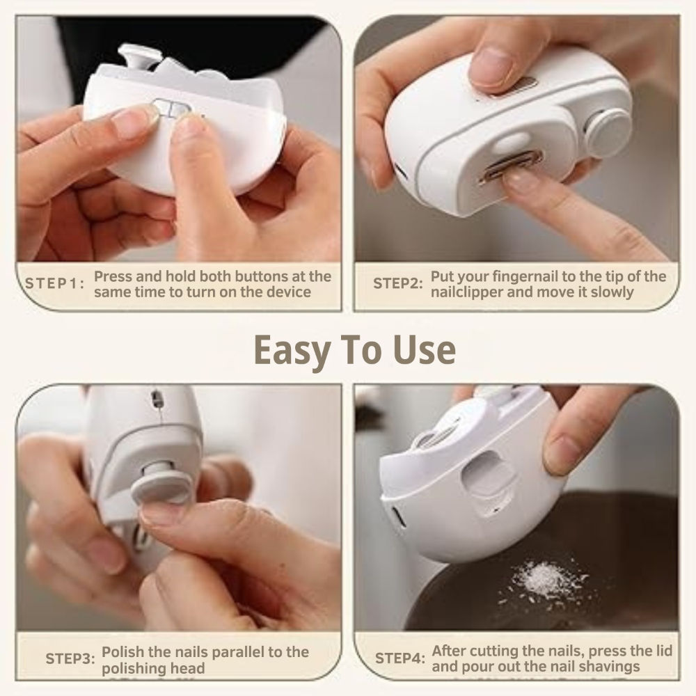 Nailease 2-In-1 Electric Nail Clipper & File Quiet, And Easy Nail Trimming For All Ages