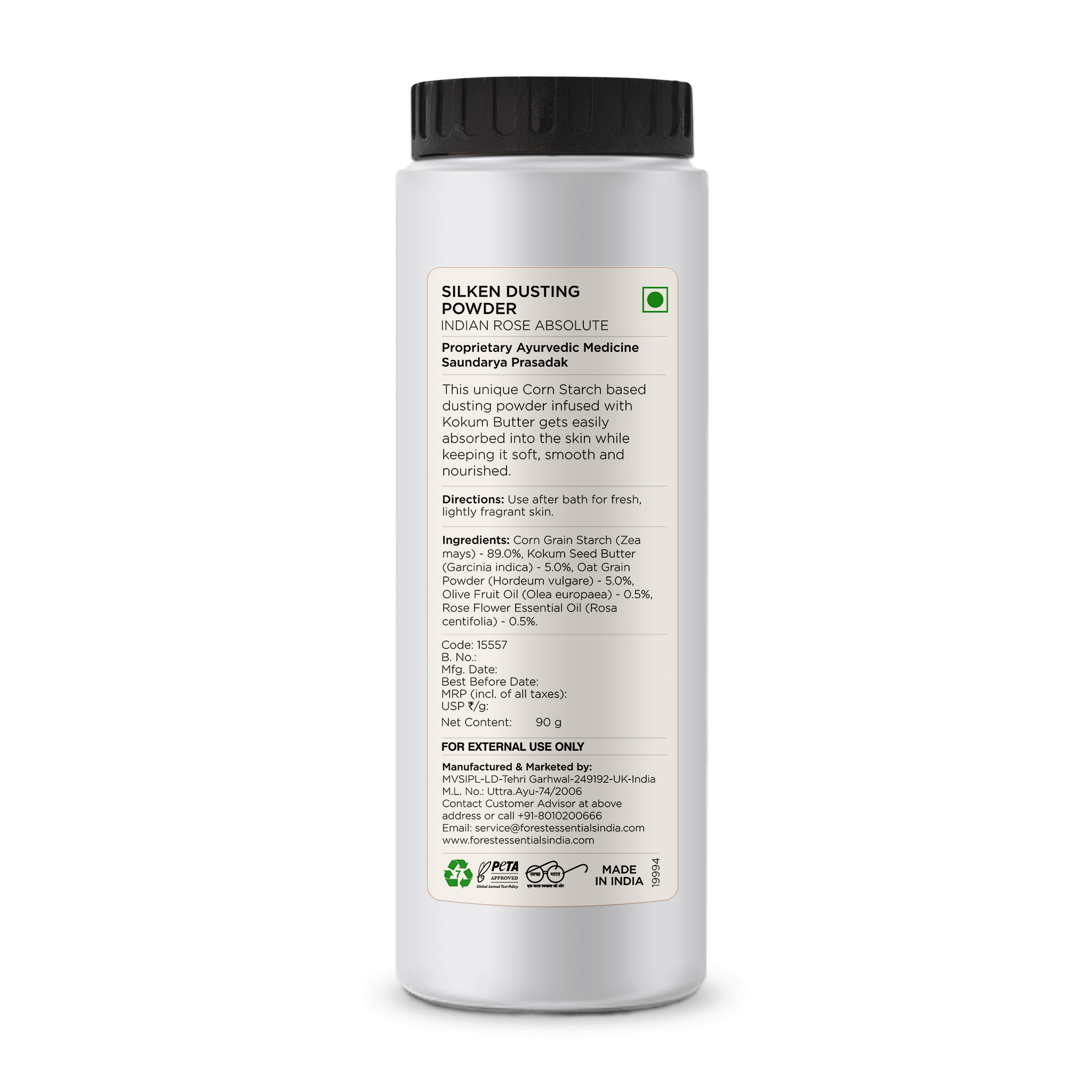 Silken Dusting Powder Indian Rose Natural Powder - Highly Absorbent
