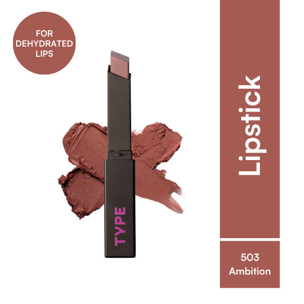 Cream Matte Lipstick For Dehyrated Lips - Squalane And Tripeptides 8 Hr Stay - 503 Ambition