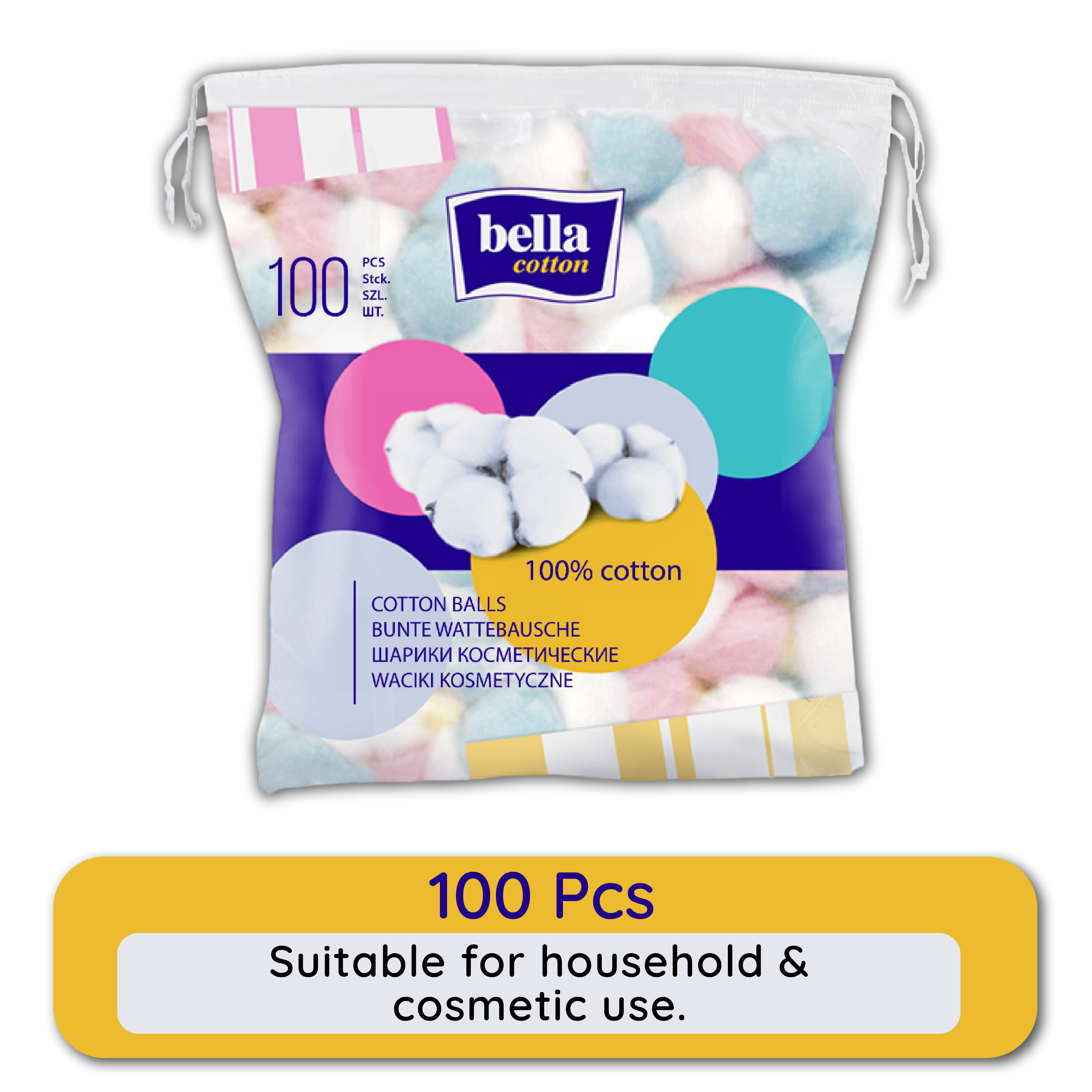 Bella Cotton Balls, 100% Cotton, Soft, Highly Absorbent,Makeup Removal, Nail Polish Removal