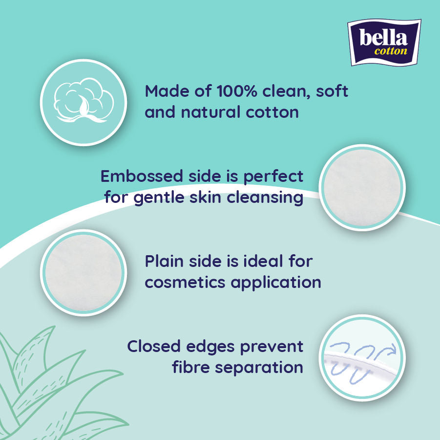 Cotton Pads With Aloe vera Extracts, 100% Cotton, Makeup Removal, Nail Polish Removal