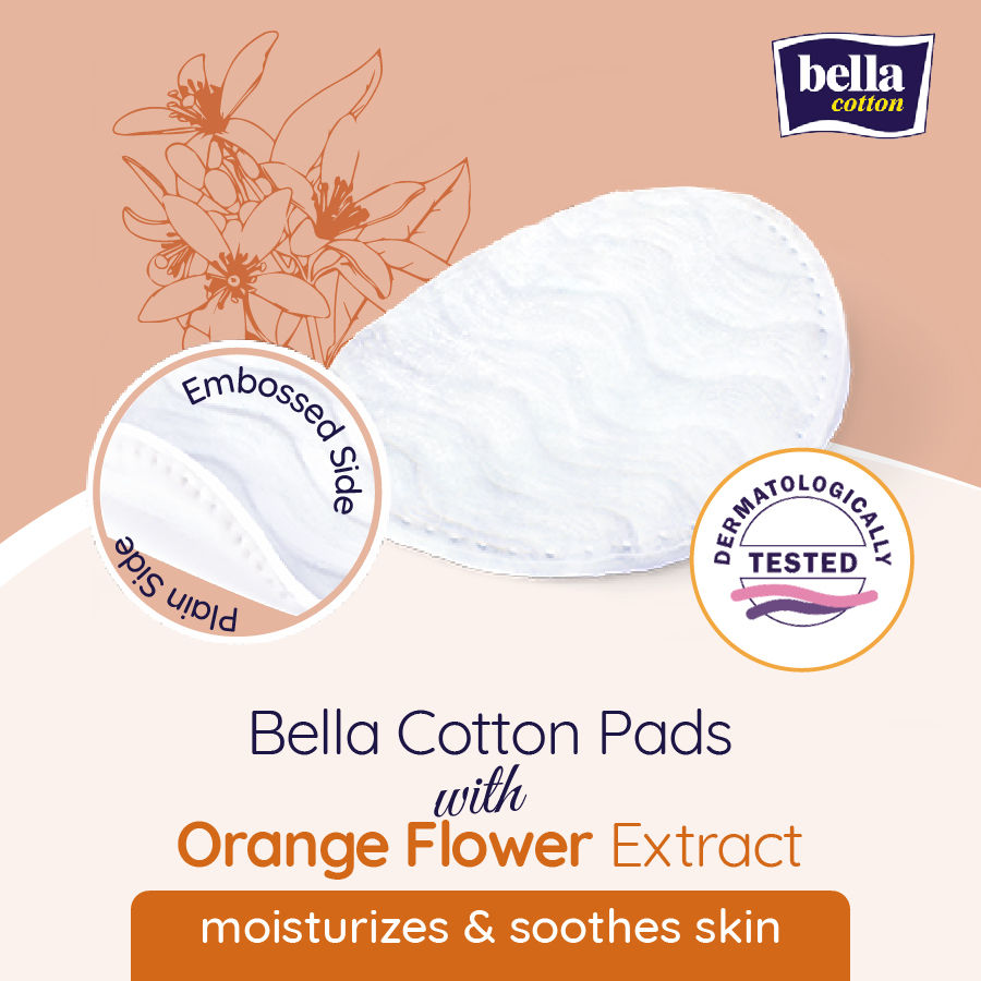 Cotton Pads With D Panthenol & Orange Blossom Extracts, 100% Cotton, Double Sided