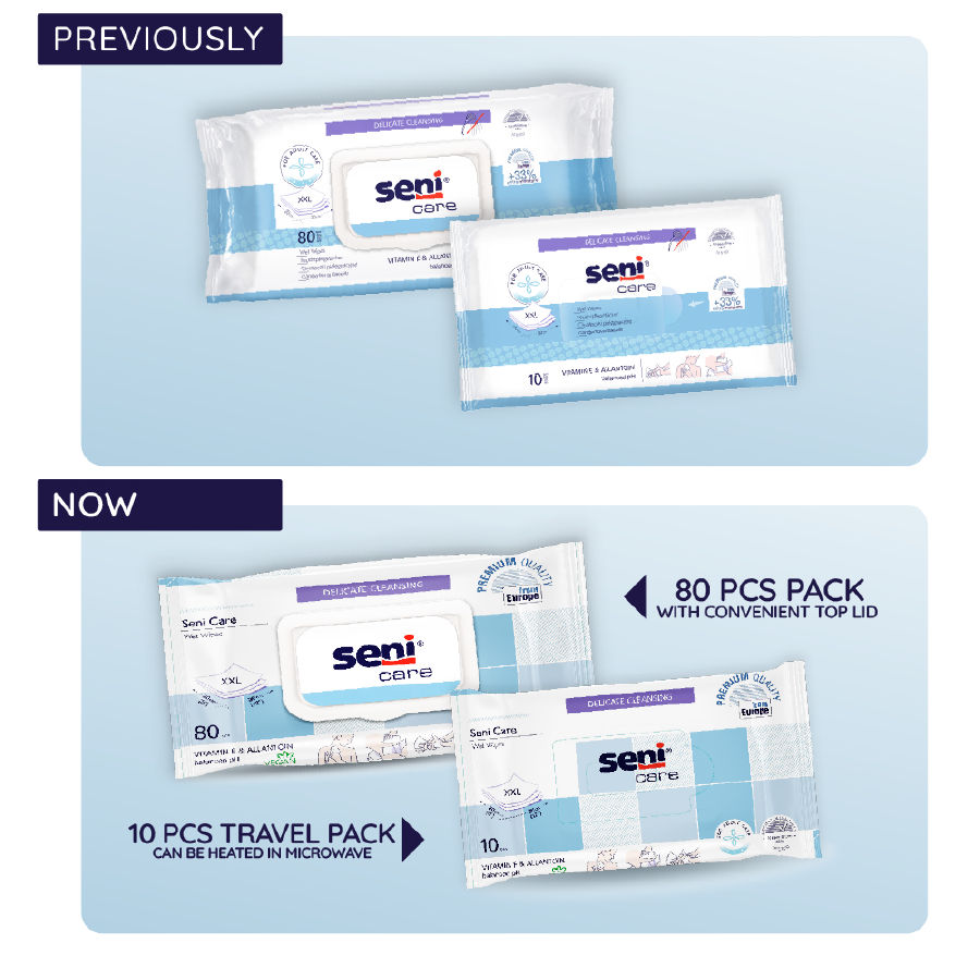 Seni Care Wet Wipes For Adults XXL, With Vitamin E And Allantoin, Balanced PH, Ready To Use