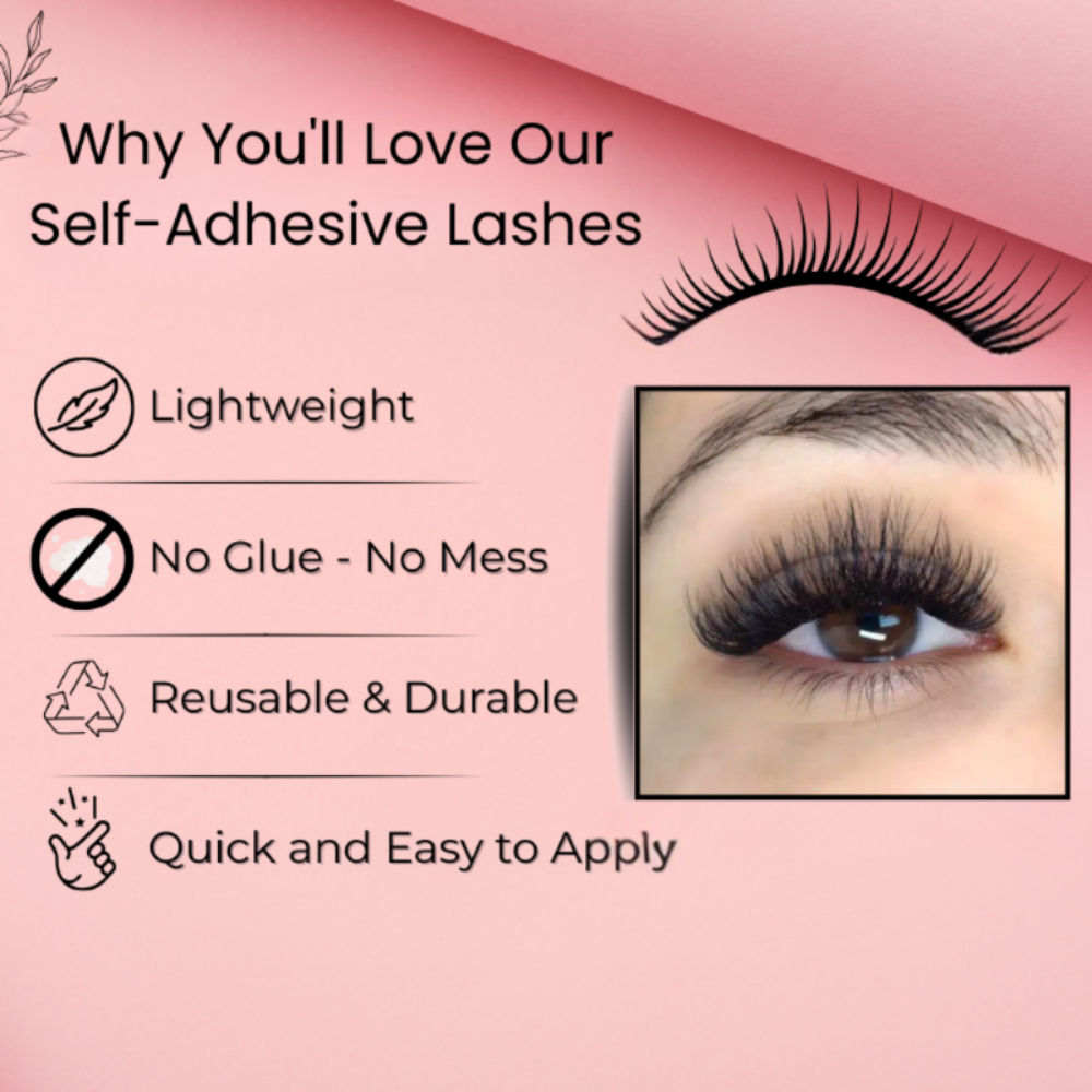 Self Adhesive Eyelashes SA04, Tapered Center Lift, Open Eyed Look, No Glue, Reusable
