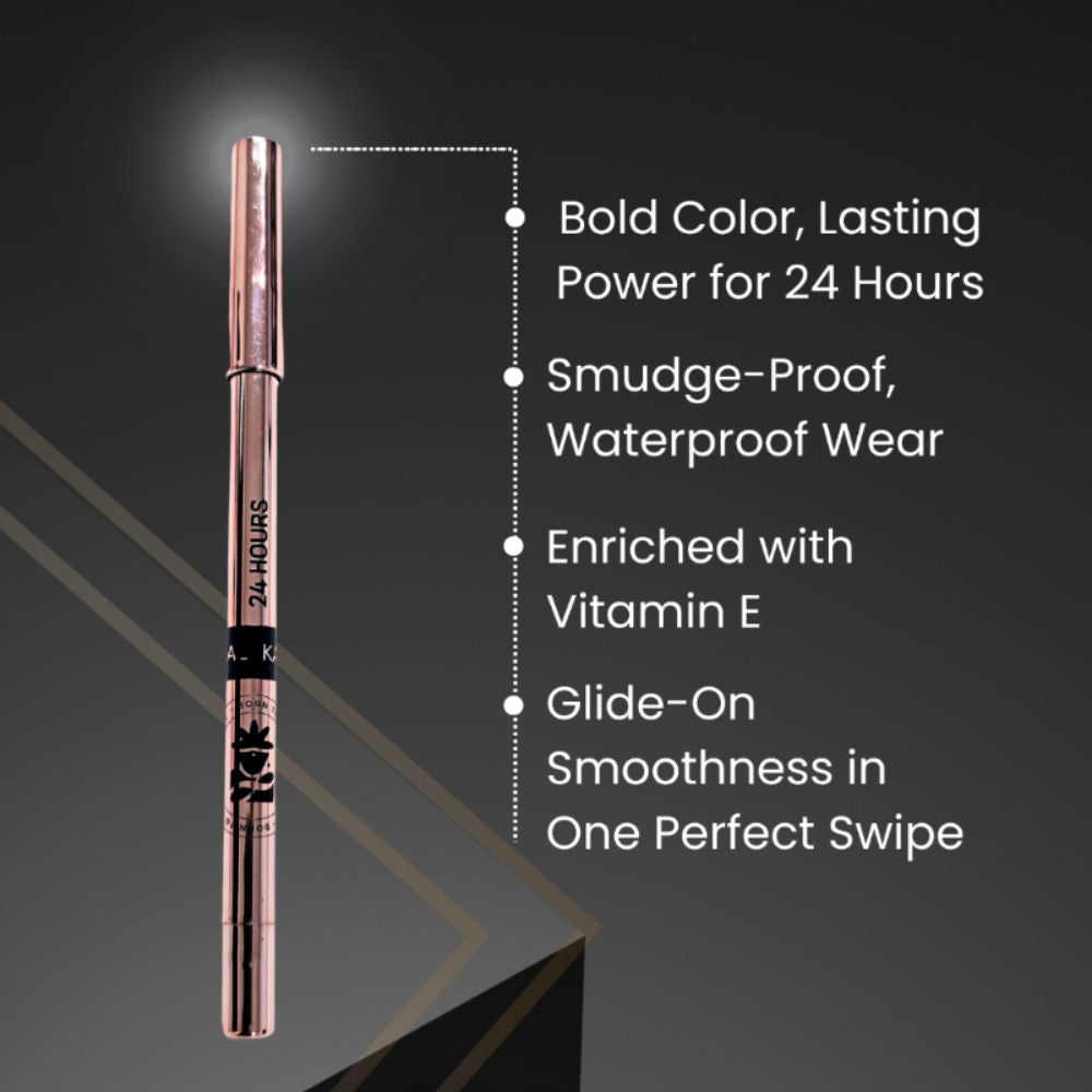 24 Hour Black Kajal, Long Lasting, Smudge Proof, Waterproof, Deep Black, 1.5gm