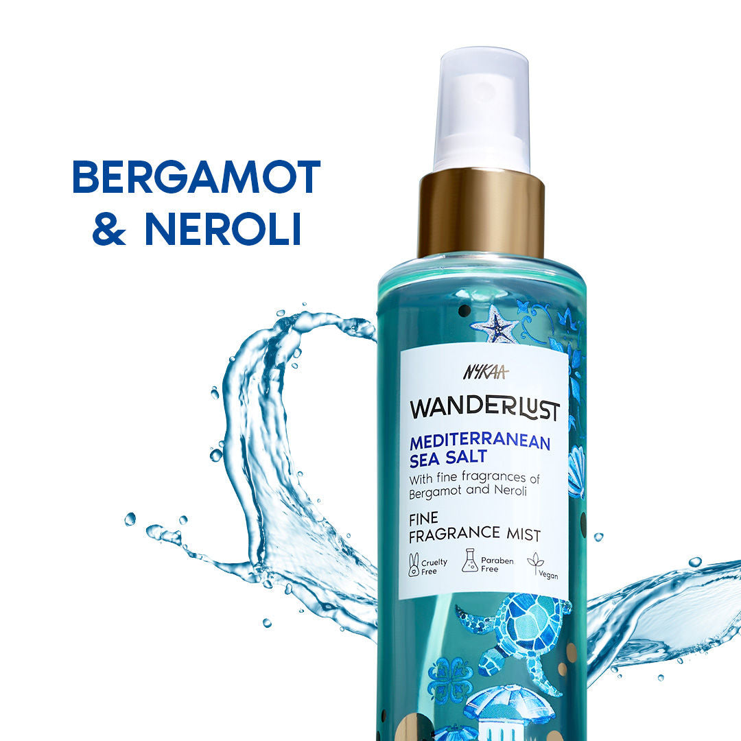 Nykaa Wanderlust French Lavender Perfume Body & Hair Mist, Long-lasting Fragrance - Mediterranean Sea Salt