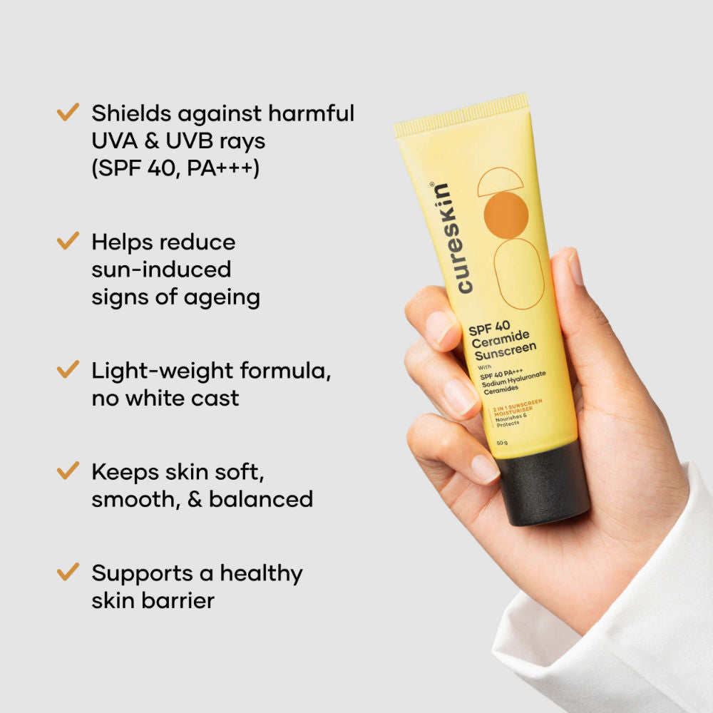 Spf 40 Ceramide Sunscreen With Hyaluronic Acid, 2 In 1 Sunscreen Moisturiser