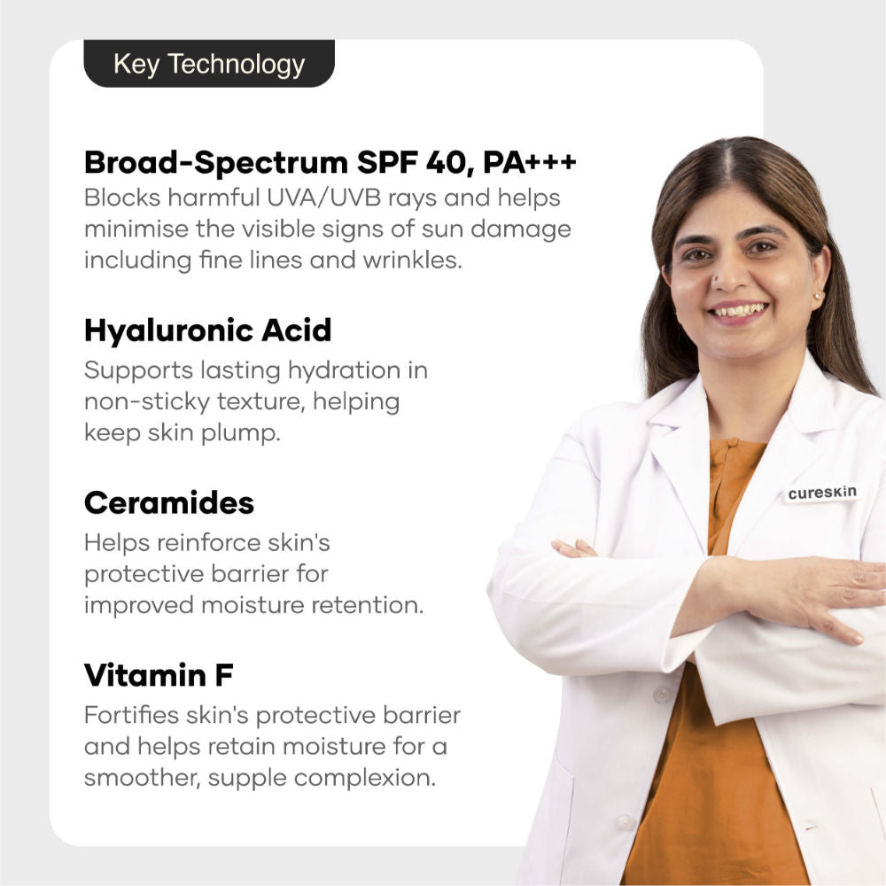 Spf 40 Ceramide Sunscreen With Hyaluronic Acid, 2 In 1 Sunscreen Moisturiser