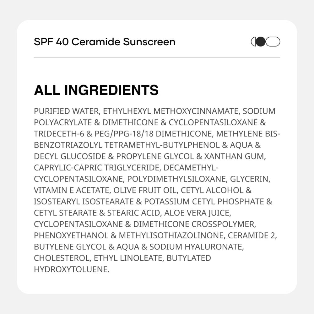 Spf 40 Ceramide Sunscreen With Hyaluronic Acid, 2 In 1 Sunscreen Moisturiser