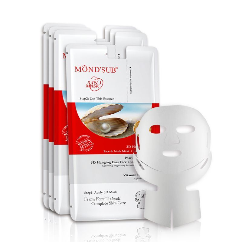 MondSub Pearl Revitalizing 3D Hanging Ears Face & Neck Mask+ Vitamin C Essence (Pack of 1)